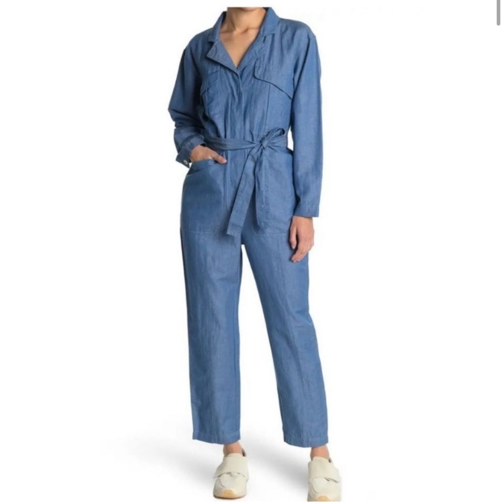 ALEX MILL Chambray Expedition Jumpsuit MISSING BELT Linen blend Small